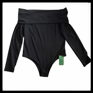 Agecode Women's Sexy Off The Shoulder Ruched Layer Long Sleeve Bodysuit Size L